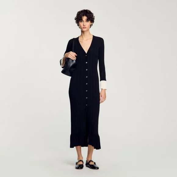 long sleeve maxi dress knit AKIRA Cut It Out Long Sleeve Knit Maxi Dress | Black main image 0